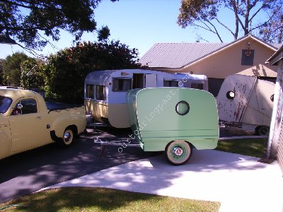 The 5 caravans set up for filming.