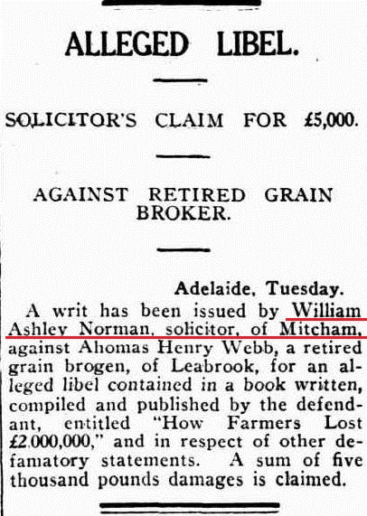 William Ashley Norman.Kadina and Wallaroo Times Wednesday 8 May 1929.jpg