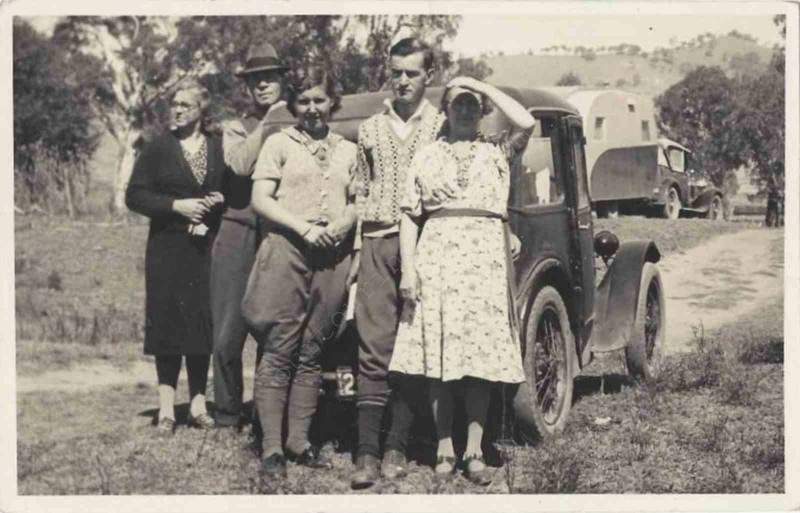 Postcard 1930s Cars and Caravan.jpg